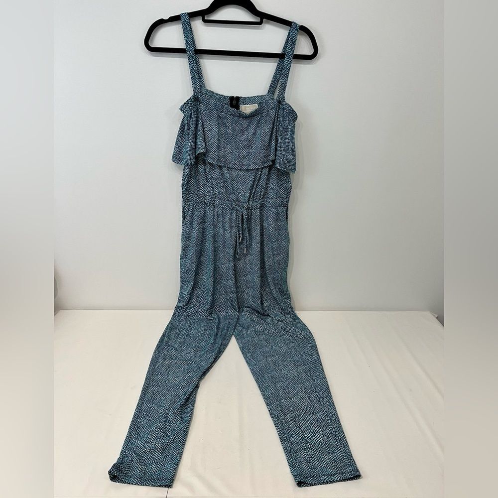 Michael Kors Turquoise Snake Skin Print Dots Jumpsuit Petite M